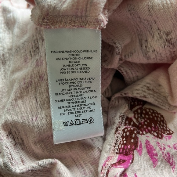 Anthropologie Pilcro Top Pink Combo Floral Ruched Henley Tee Size L - Picture 11 of 14